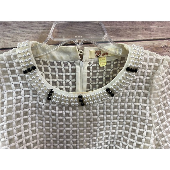 Aryeh Short Sleeve Spring/Summer Shirt Dress Size Small Pearls Onyx details - Picture 15 of 15